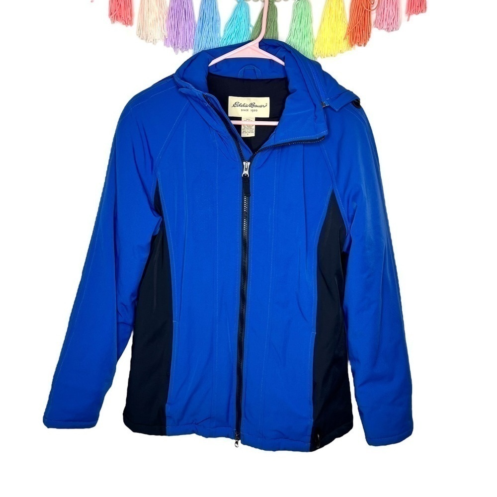 Vintage Eddie Bauer Unisex Blue Hooded Insulated Heavy Winter Jacket Size Small